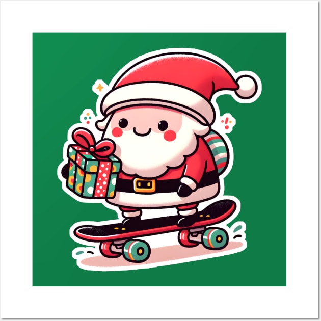 Santa Claus skateboard in Christmas Wall Art by DrextorArtist